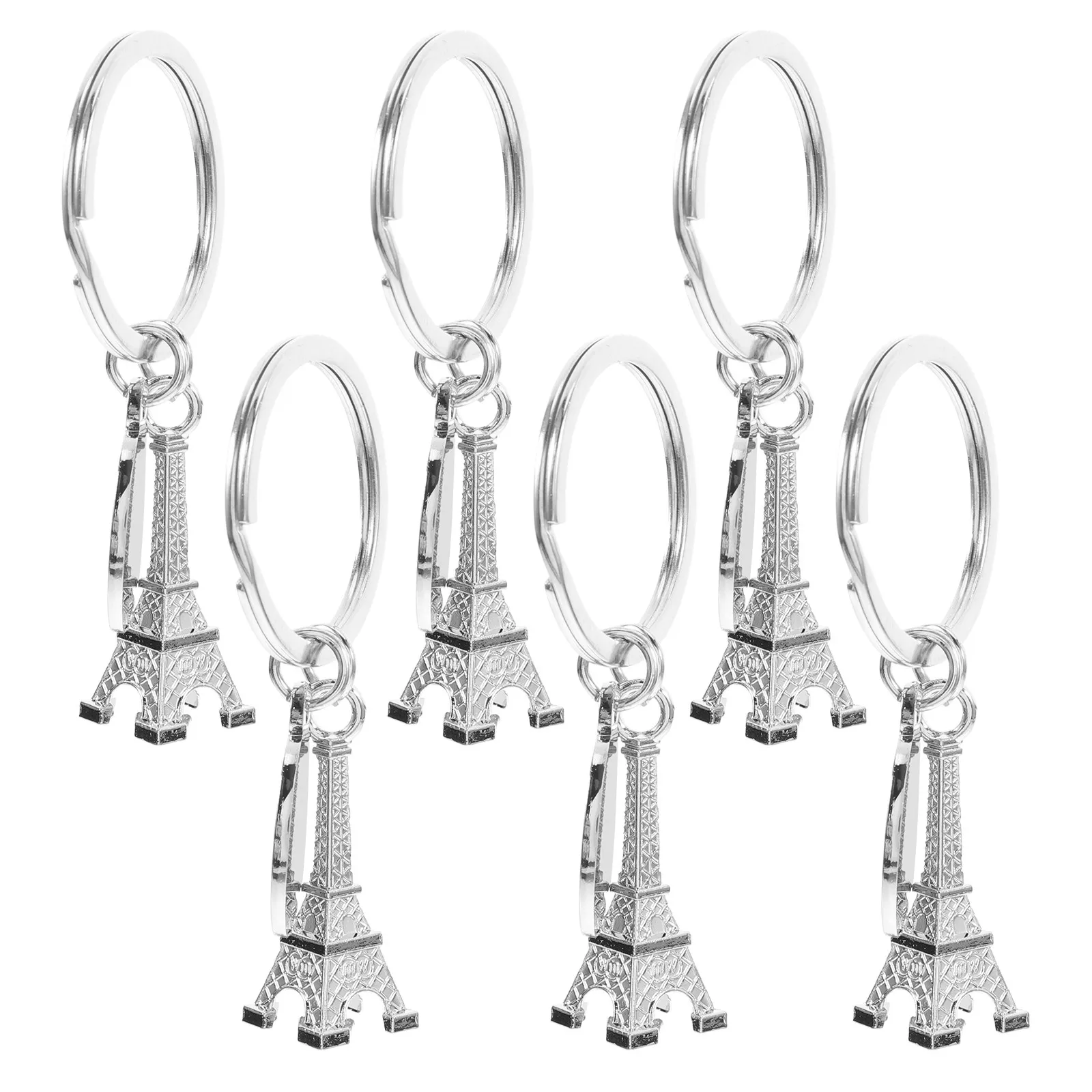 6Pcs Eiffel Tower Keychains French Souvenirs Handbag Charms Bag Decorations Purse Accessories Miniature Pendant