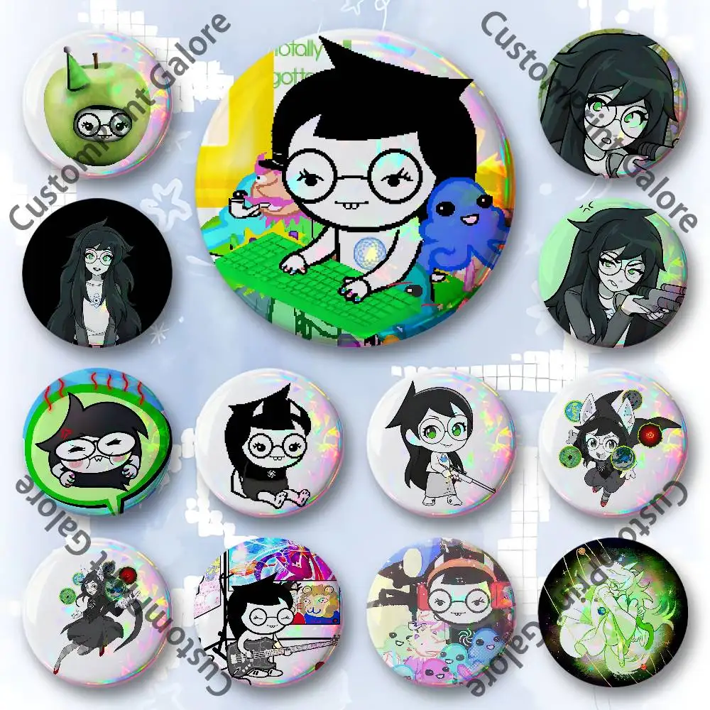 

J-Jade Harley Customizable Badge Tinplate Brooch Laser Film Lapel Pin for Decoration Party Small Gifts