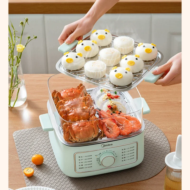 Electric Steamer Small Multi-functional Steamer Box Cooking and Stewing Integrated Pot Household Three-layer Breakfast