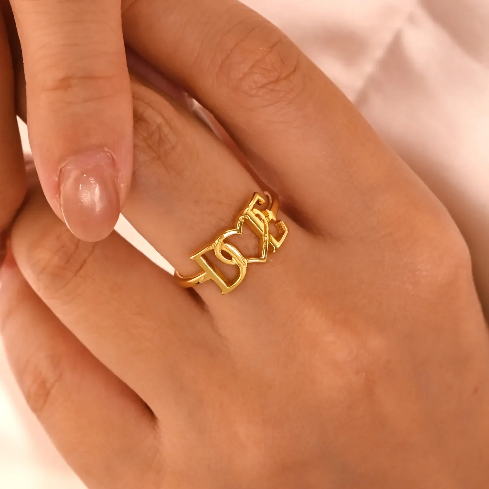 

Stainless Steel Custom Heart Double Initial Name Rings for Women Personalized Two Letter Dating Ring Jewelry Christmas Gifts