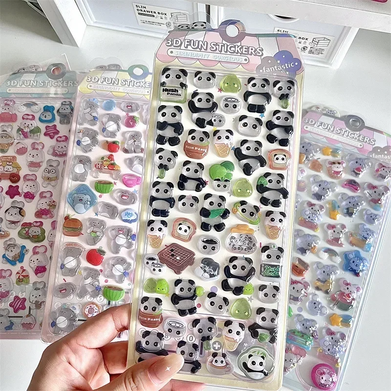Cartoon 3D Relief Sticker Crystal Diamond Jelly Stickers Student DIY Handbook Scrapbook Stickers Phone Case Decoration view 4