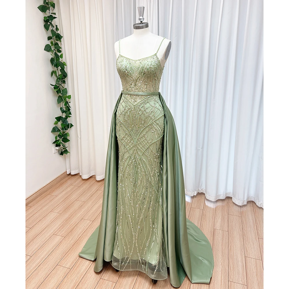 Elegant Mermaid Beads Evening Dress for Women with Detachable Skirt 2024 Luxury Long Formal Prom Wedding Party Gowns Customized