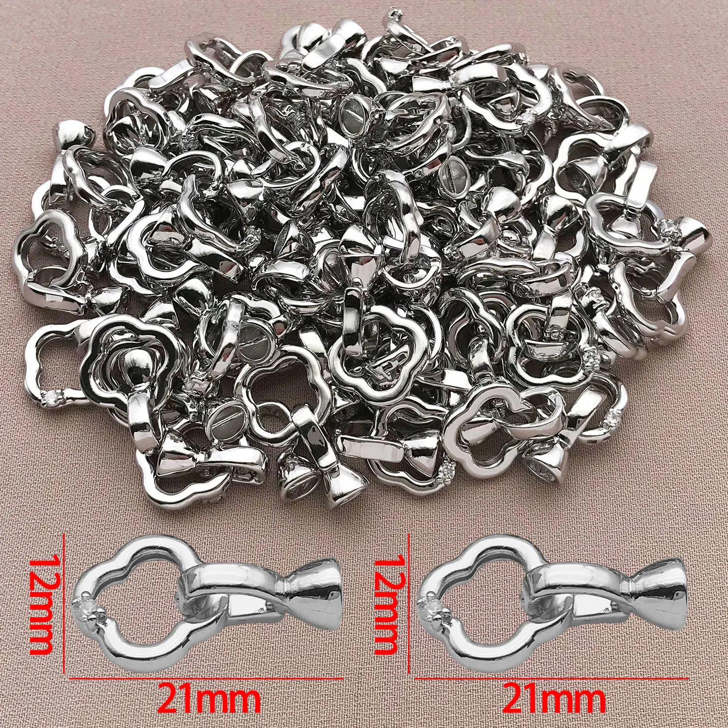3/5pcs 18K Copper Plated Golden Clover Connecting Buckle, DIY Accessories