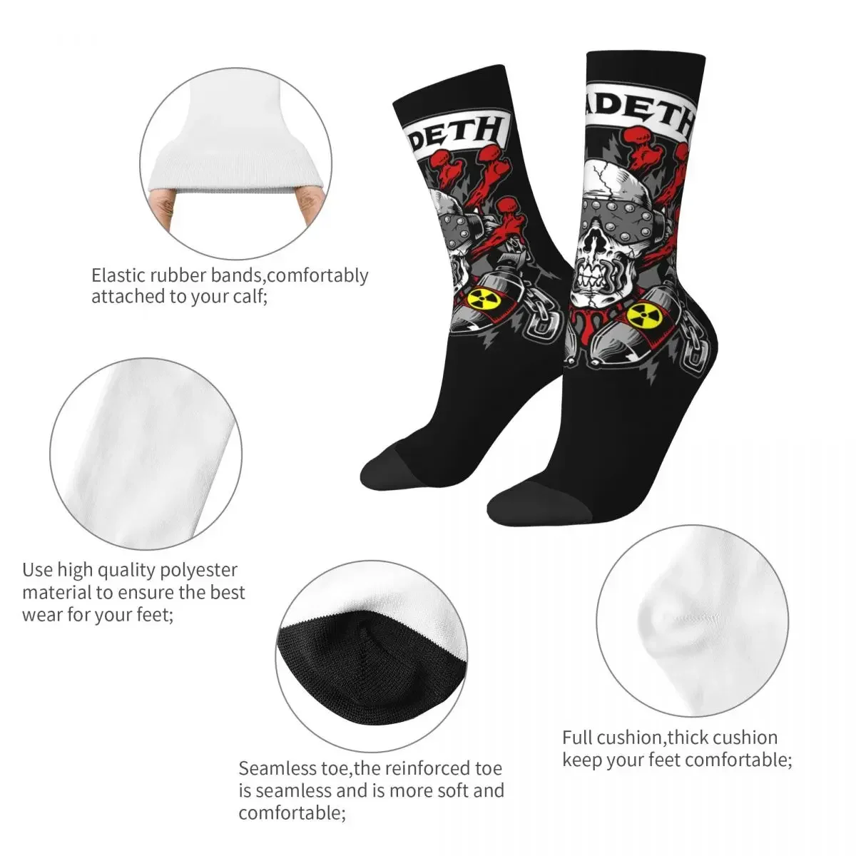 New Men's Socks Novelty Megadeths Sock Polyester  Music Skateboard Women's Socks Spring Summer Autumn Winter