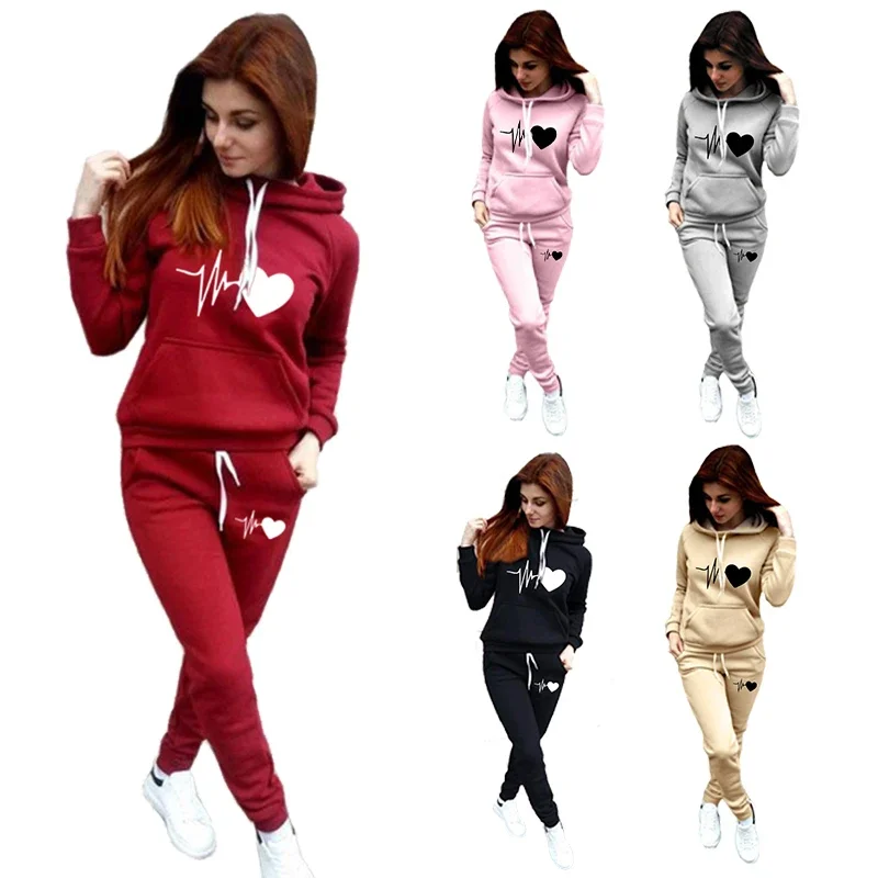 

Women's Hoodies Set Tracksuit Pullover Hoodie and Pant Sets Sweatshirts+ Long Pants Sets Jogging Sweatsuit