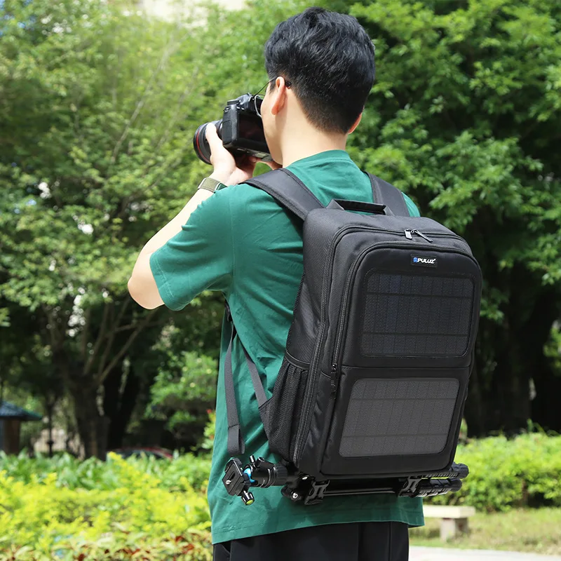 Solar-Powered DSLR Backpack – Waterproof Photography Laptop Bag with Solar Panel for Outdoor Shooting & Travel