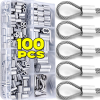 10/100x Double Hole Cable Crimp Rings 8-Shape Aluminum Sleeve Clamps For 1.55/2/2.2/3/4mm Steel Wire Rope Fixed Accessories