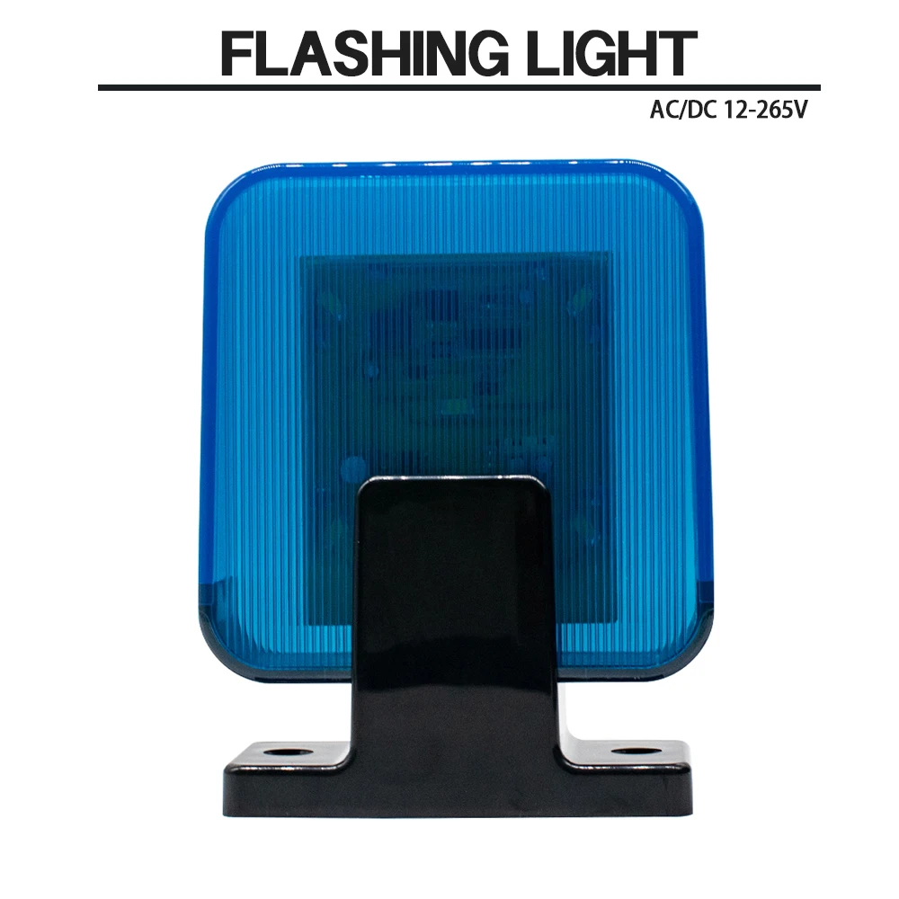 LED Flashing Warning Light Black Plastic Base AC/DC 12-265V Industrial Strobe Beacon Signal Lamp for Gate Opener Security Alarm