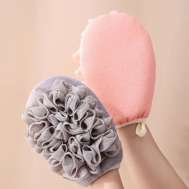 1pc Double Sides Portable Bath Gloves Body Scrubber Shower Exfoliating Sponge Body Cleaning Brush Massage Mesh Bathing Tool