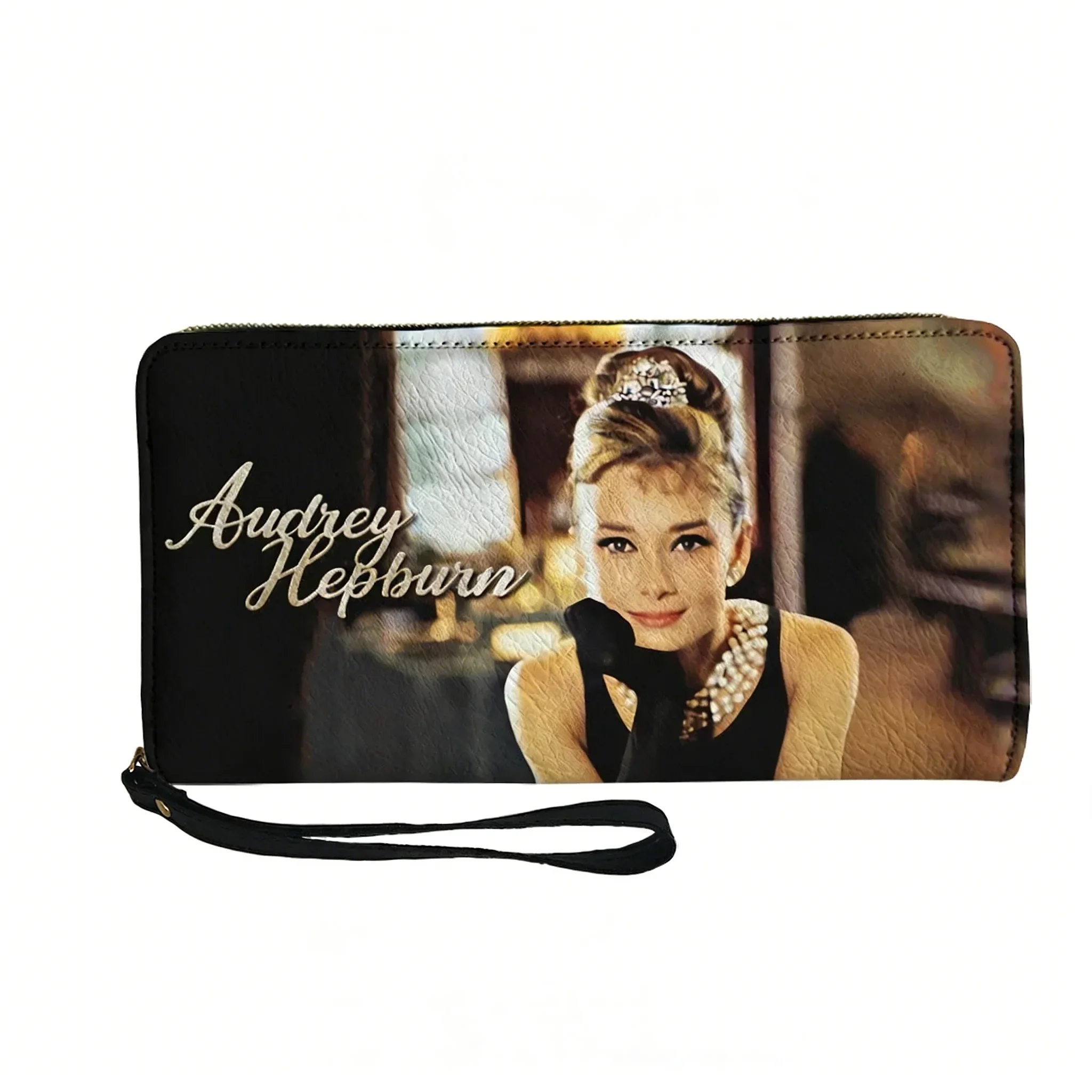 Audrey Hepburn Movie Star Custom Wallet Purse Mens Womens Teenagers Zipper Long Wallets Double Print  Portable Wallet Gift Bag
