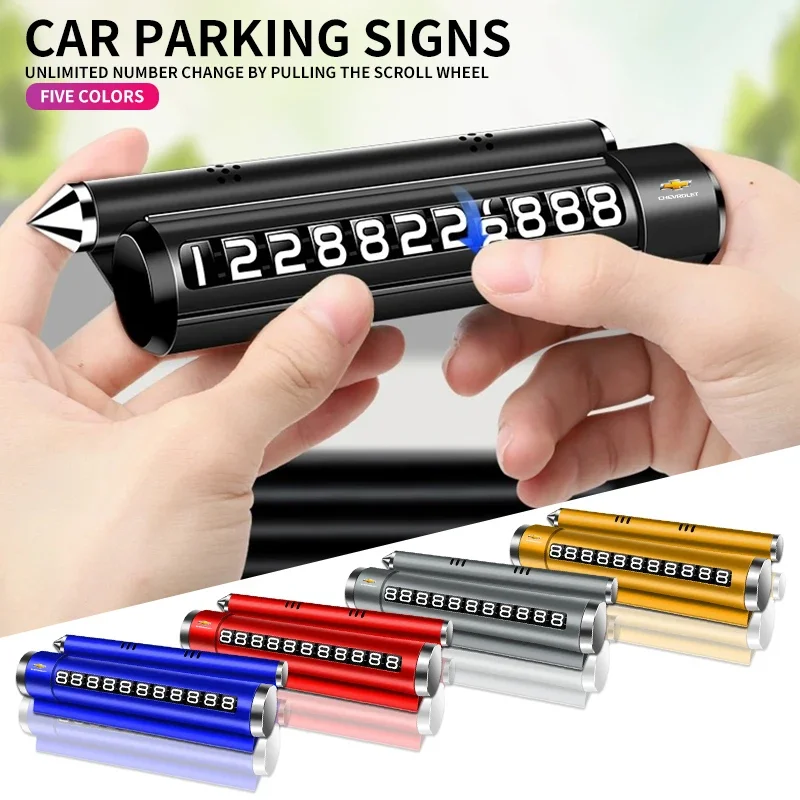 

Metal Car Temporary Parking Card Rotate Phone Number Plate Aluminum Stickers For Chevrolet Cruze Captiva Sail Corsa Aveo