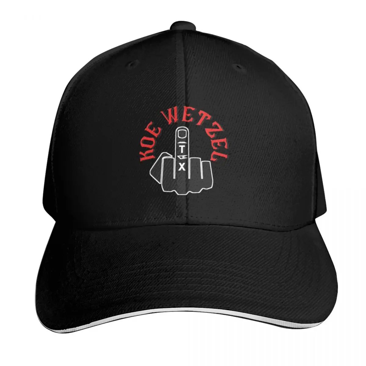 Koe Wetzel TX (Middle Finger) Baseball Cap Adjustable Buckle Closure Moisture Wicking Quick Dry Curved Brim Classic Fit
