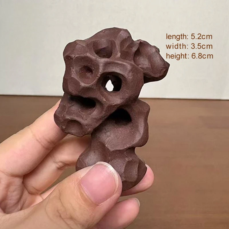 Taihu Lake Small Stone Handmade Jiangsu Purple Clay Ceramic Garden Ornaments Table Decoration Office Hotel Irregular Design