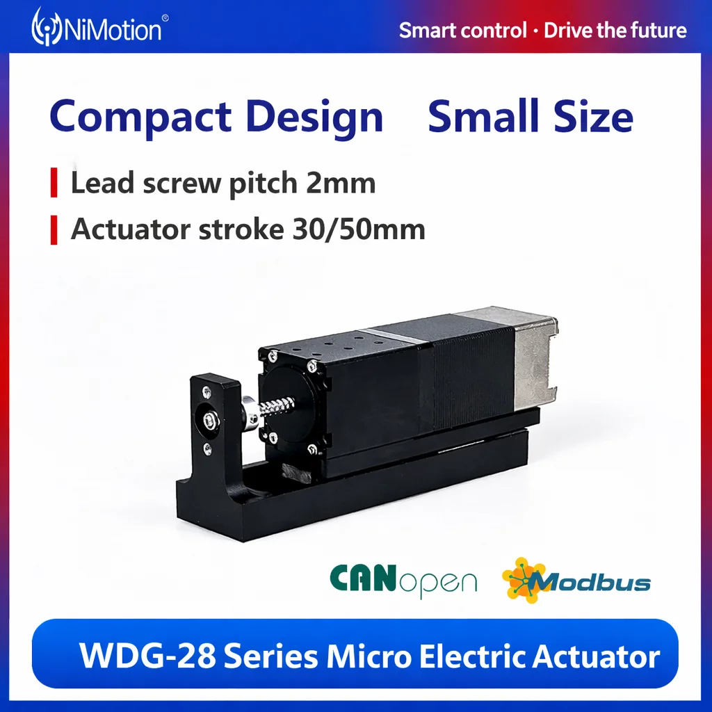 Mini Integrated Electric Cylinder 2mm Lead CANopen RS485 Communication High Performance Low Power Precision Linear Actuator