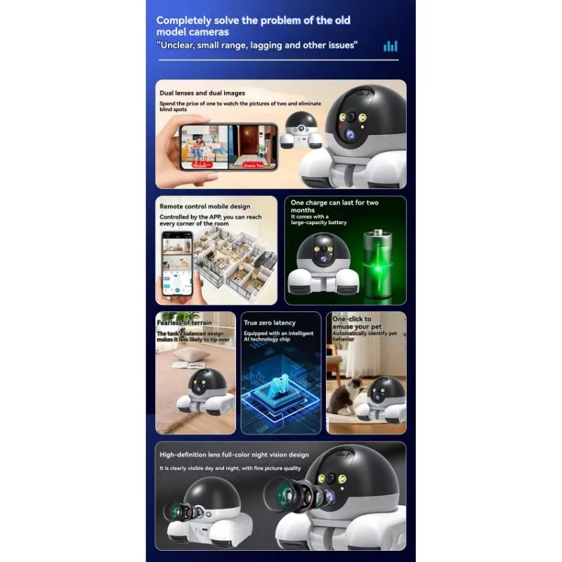 

Умная камера видеонаблюдения ABMH-4G, 2 МП, HD, оповещения в реальном времени через приложение, двусторонняя аудиосвязь, с функцией отслеживания движения для детей и домашних животных, вилка стандарта США