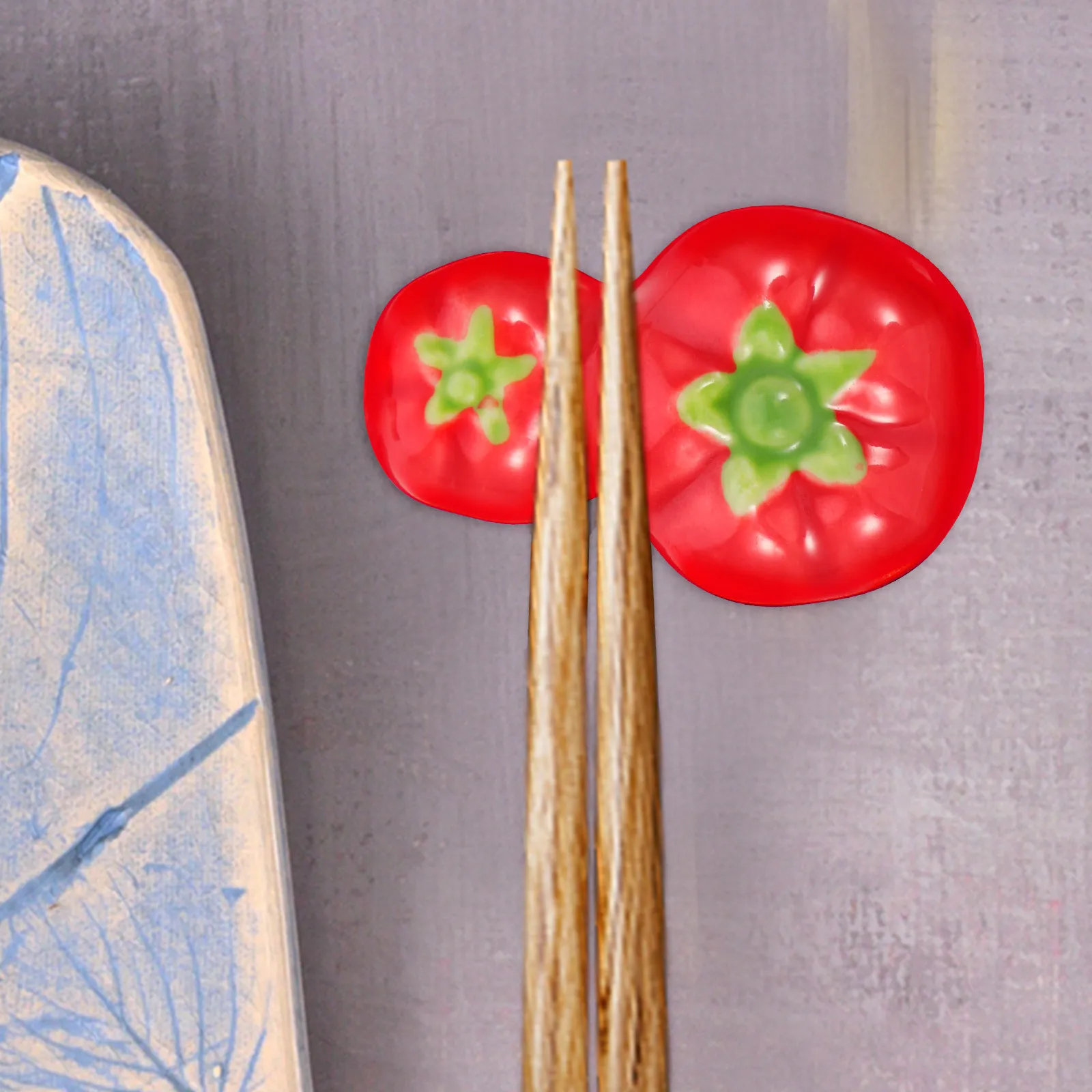 

6Pcs Ceramic Tomato Chopstick Holder Rest Spoon Fork Organizer Kitchen Dining Table Cutlery Stand Multifunctional