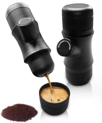 Portable mini coffee maker, hand press, capsule coffee maker, outdoor, plastic espresso, travel car, black, white, red