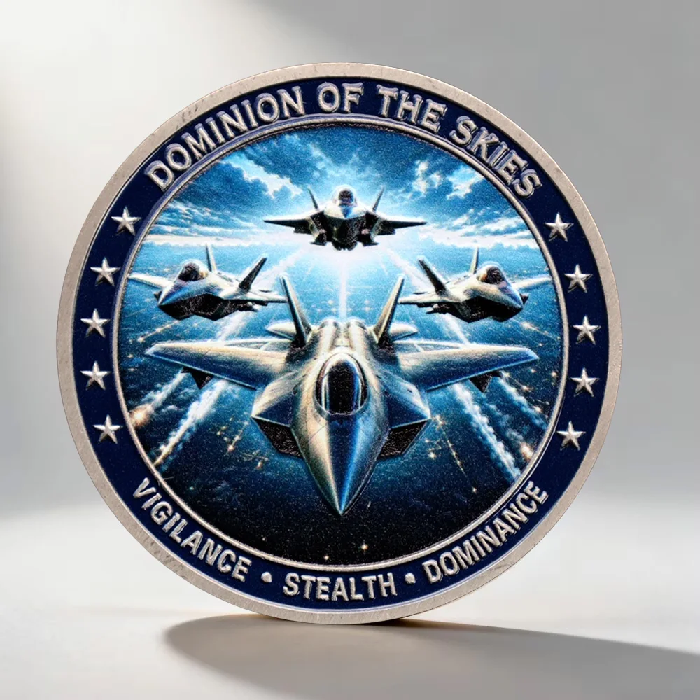 Air Power F-35 Fighter Jet Souvenir Coin Sky Veteran Silvery Plated Collection Coin Home Decoration