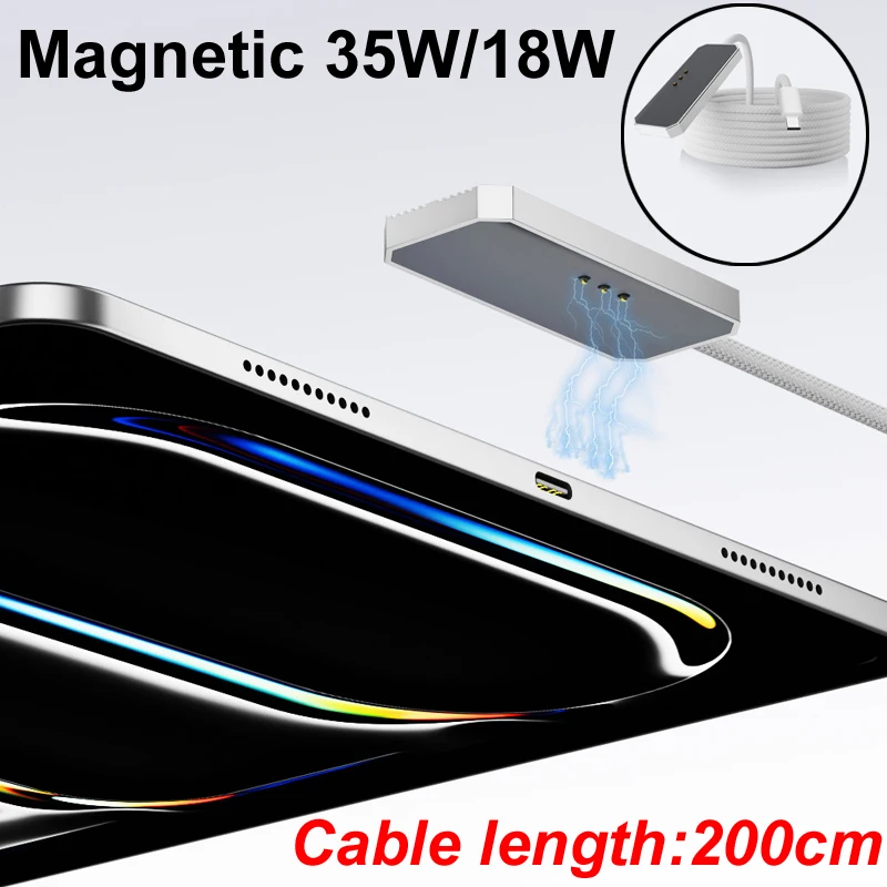 2M Nylon Braid PD 18W/35W USB TYPE-C Magnetic Wireless Charg