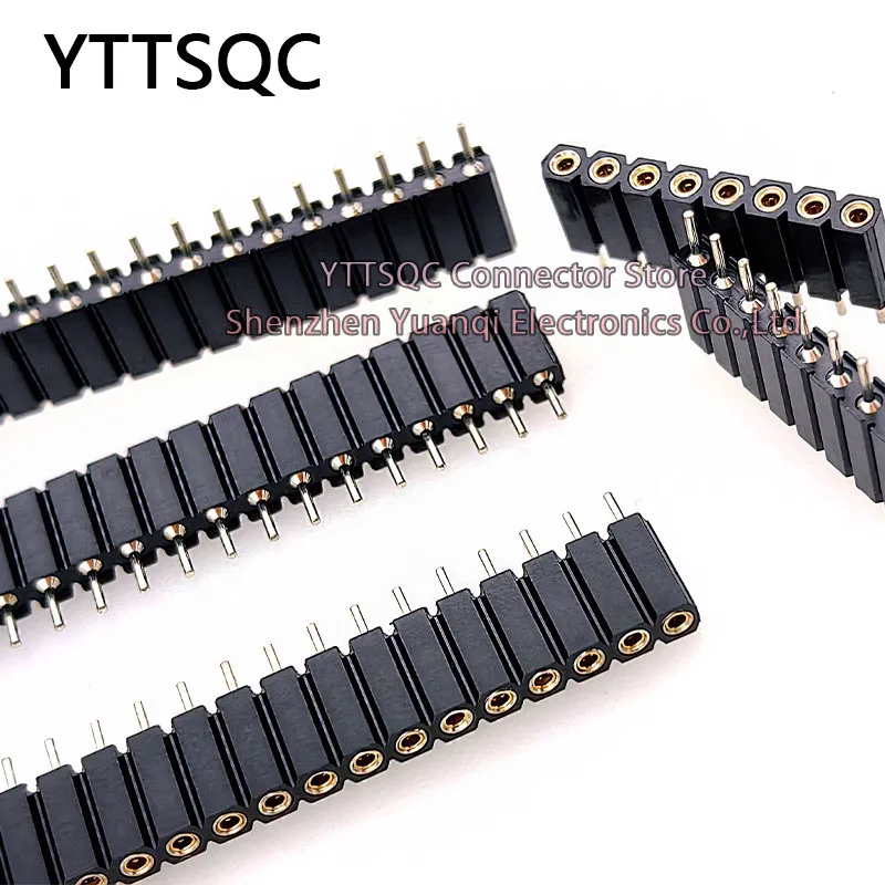 5pcs 2.54mm Pitch 40 Pin Female Single Row 1X40P Straight Round Pin Header Strip Connector PH7 PCB IC Crystal Transistor Socket