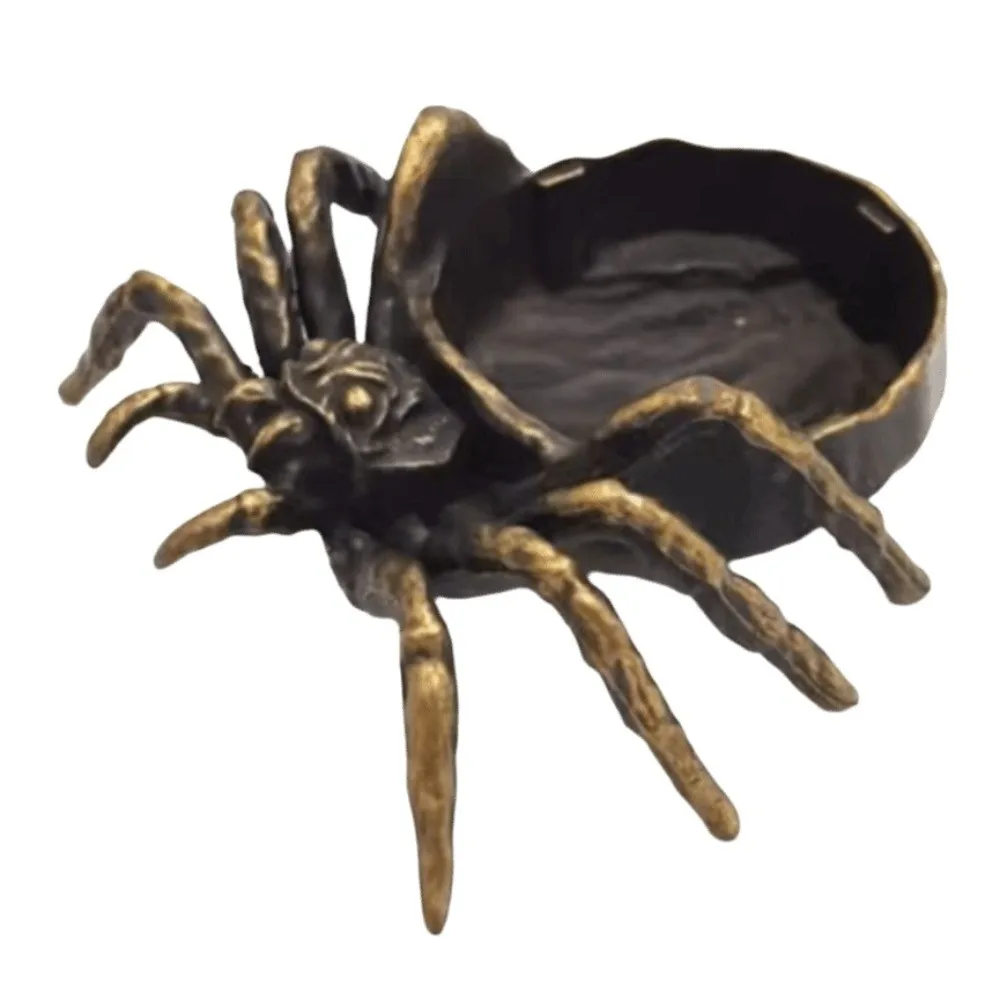 Zinc Alloy Spider Figurine Tray Craft Decoration Eight Legs Crystal Ball Stand Spider Shape Aroma Holder Table Display