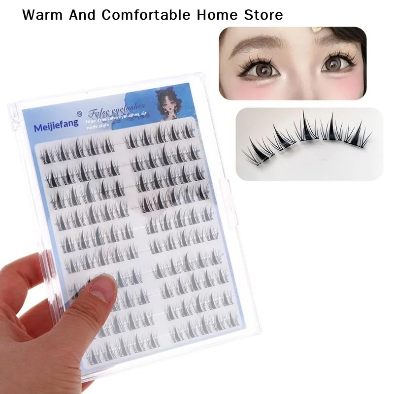 【SE】DIY Self-Adhesive Cluster Lashes 10 Rows/Box, Glue-Free Manga Style Sectioned Eyelashes Natural Look Beauty Makeup Tools