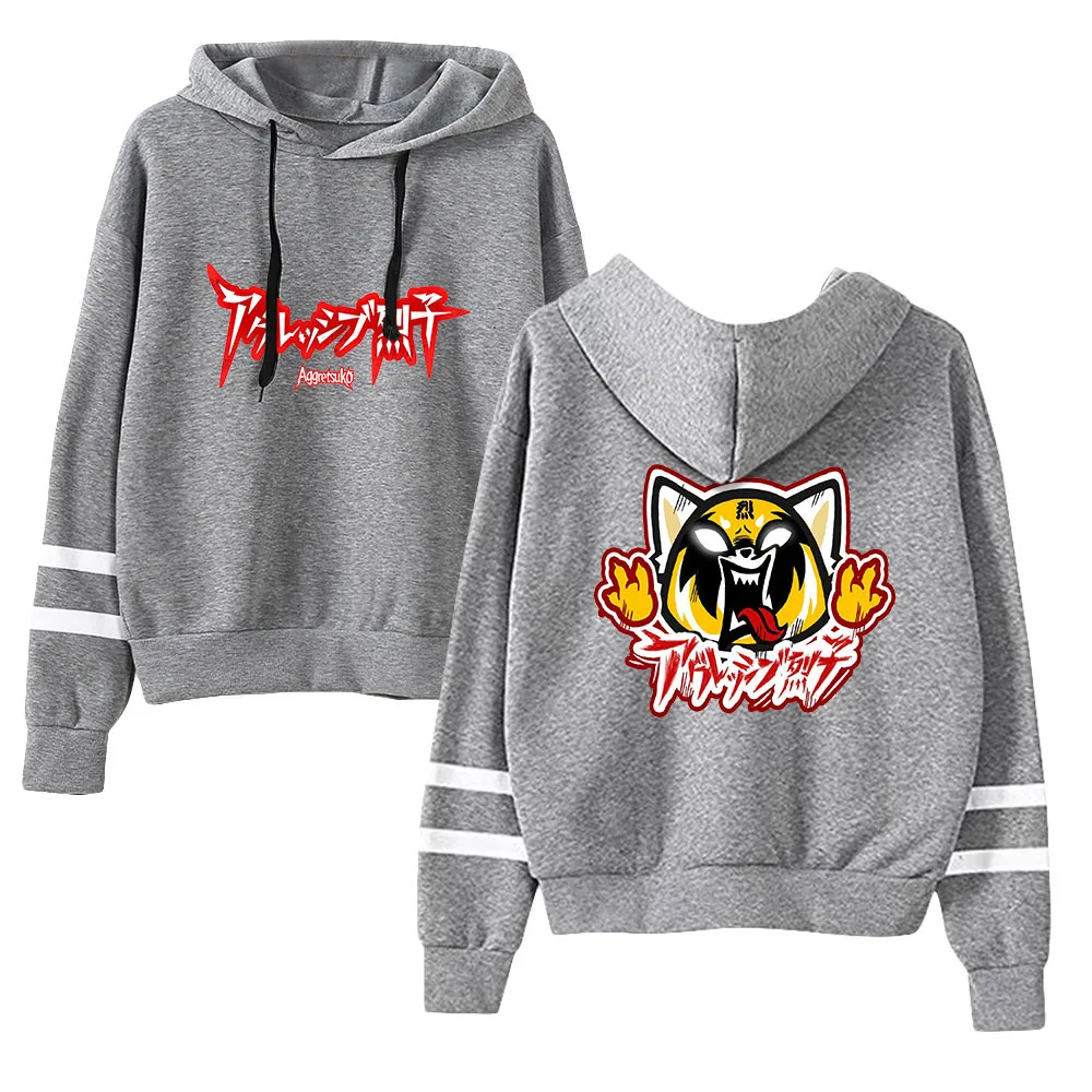 Aggretsuko Cartoon Hoodie Unisex Pocketless Sleeve Sweatshirt Men Women's Pullover Harajuku Streetwear Anime Clothes