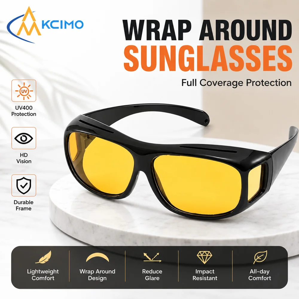Unisex Night Vision Polarized Driving Sunglasses UV400 Protection One-Piece Nose Pad Anti-Glare Sun Glasses For Men Women