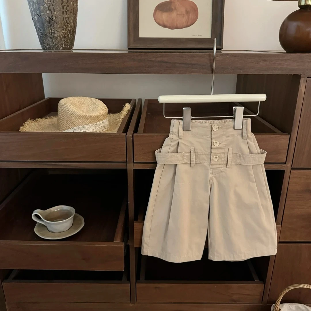 Versatile casual wear for baby girls summer new style khaki straight leg pants casual work pants