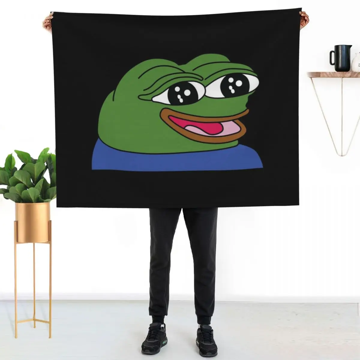 peepoHappy Emote High Quality Throw Blanket Designers heavy to sleep Comforter Nap Camping Blankets