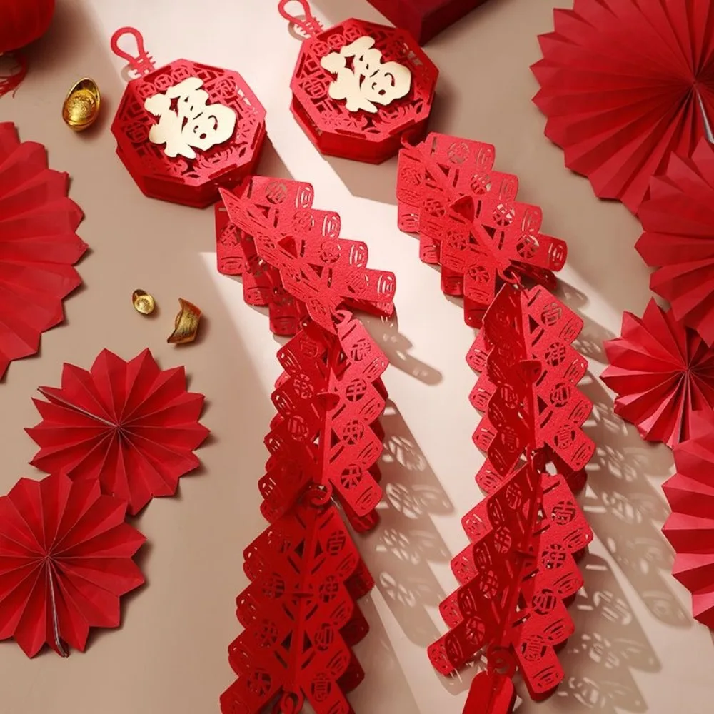 FU Firecrackers Ornament Spring Festival Red Peppers Firecracker Pendant with Light Chinese New Year Chinese Knots