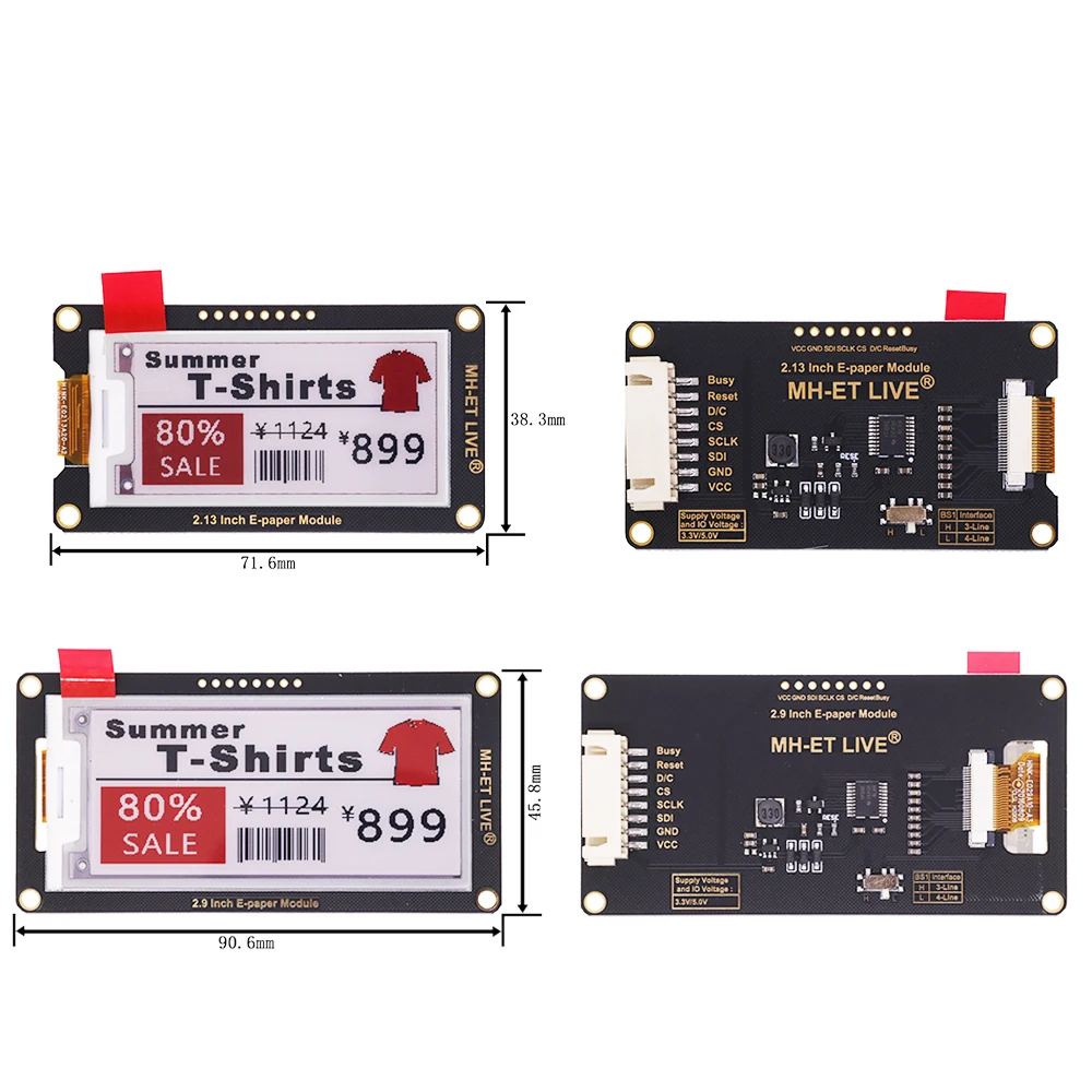 Imagem -02 - E-ink Eink Display Screen Módulo E-paper Suporte Spi Arduino Uno Stm32 pi de Framboesa Esp32 29 29