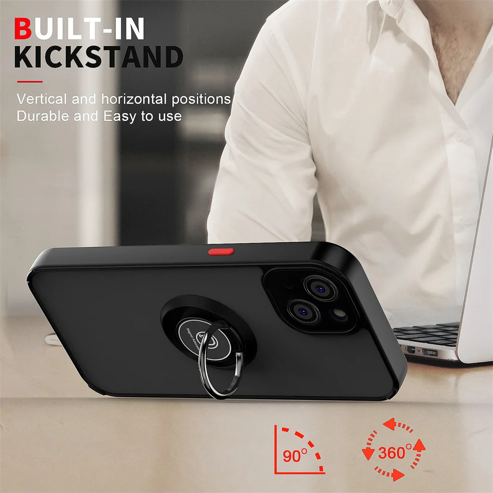 2024 neue stoßfeste matte magnetische Hülle für iPhone 16 15 Pro Max 14 13 12 Mini 11 Pro Max X XR XS 6S 7 8 Plus Ringhalter-Abdeckung – Detail 6