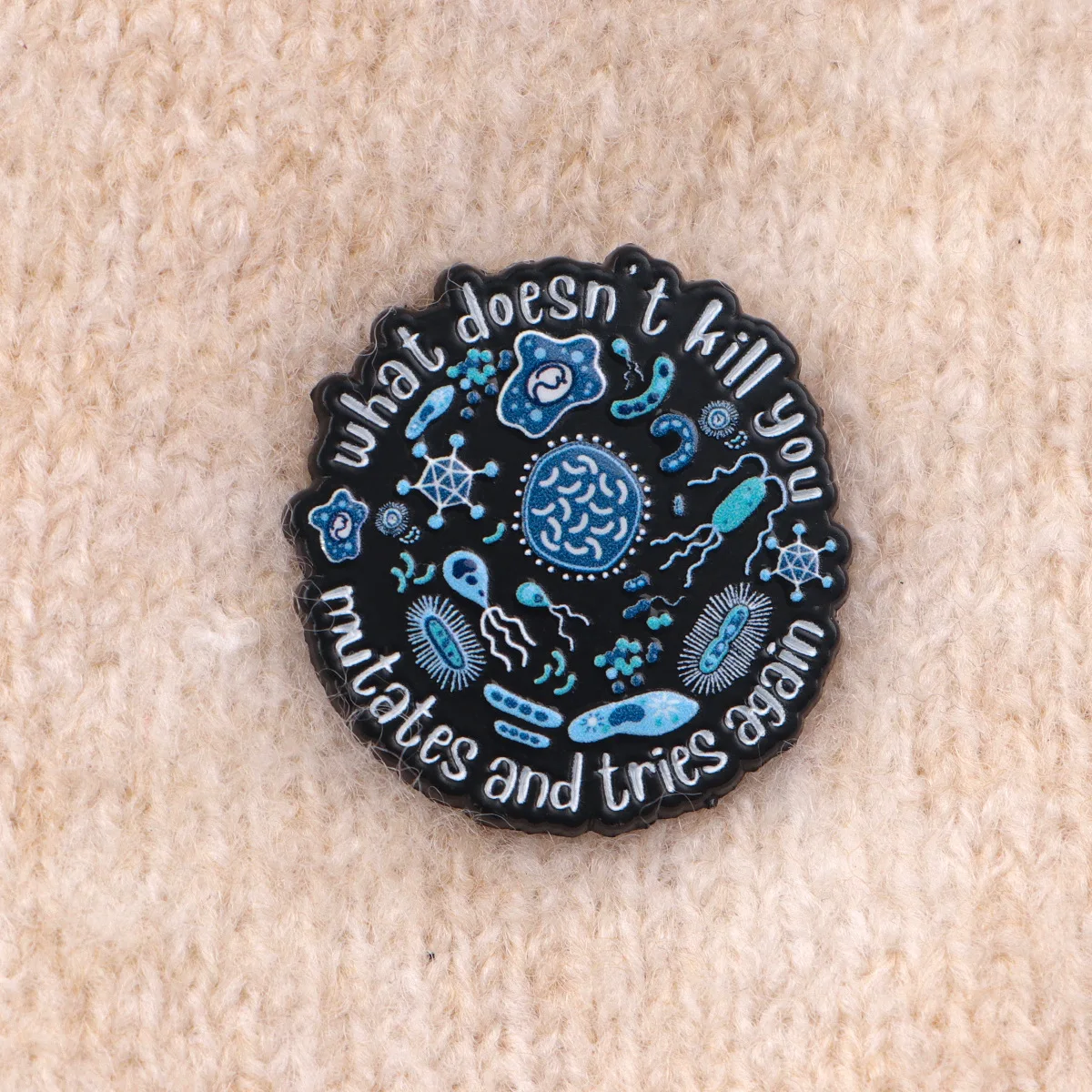 Funny Microbe Science Pattern Pin Biology Slogan Lapel Brooch Badge Alloy Backpack Clothes Decor Jewelry Gift