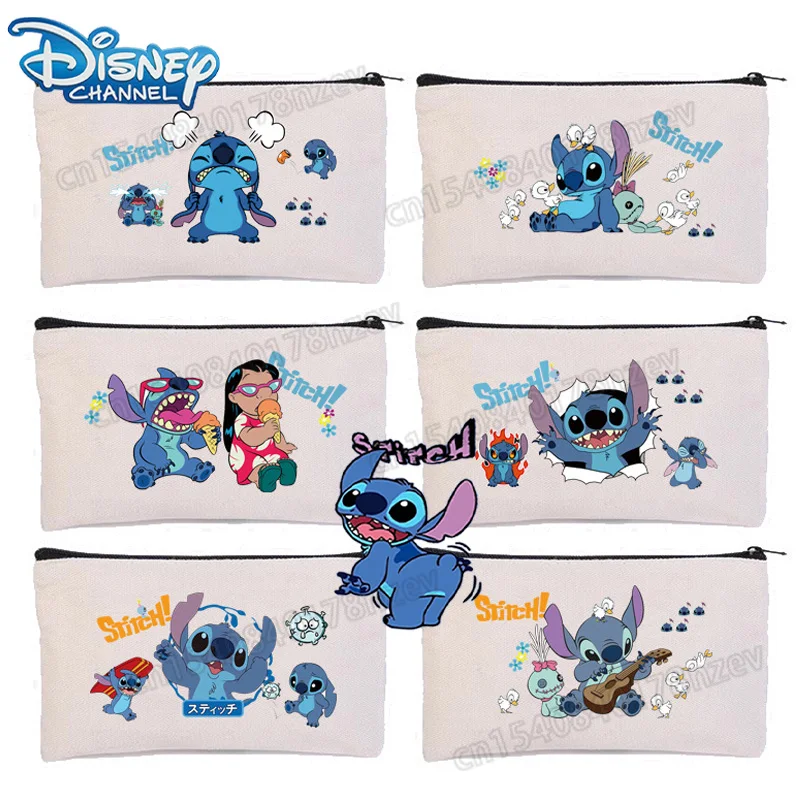 

Disney Stitch Pencil Case Cartoon Cute Lilo & Stitch Canvas Pen Bag for Students School Supplies Stationery Storage Bag Gifts