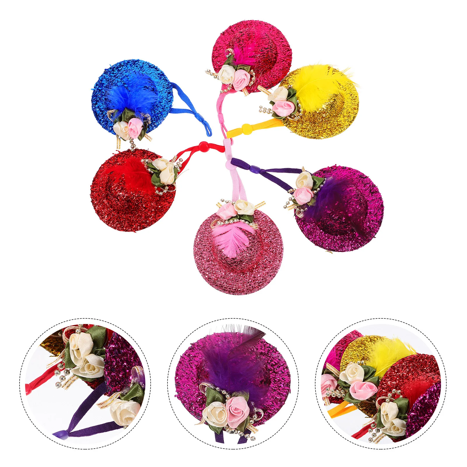 

6Pcs Chicken Hats Pet Accessories Decorative Hen Cap Soft Cloth Material Adjustable Fit for Christmas Birthday Party Use