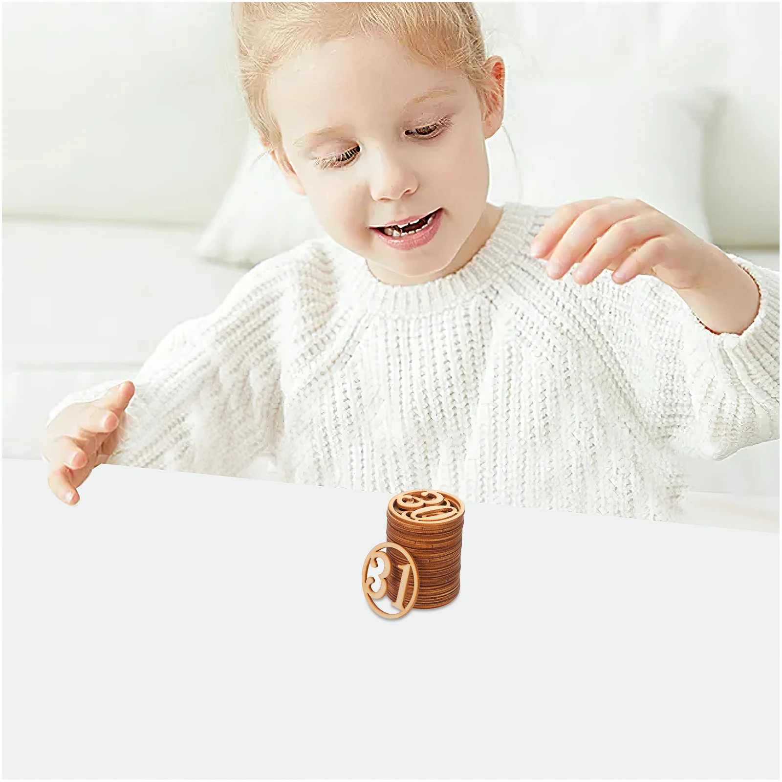 

31Pcs Number Wooden Cutouts Unfinished Paintable Ornaments for DIY Birthday Halloween Christmas Crafting Decor