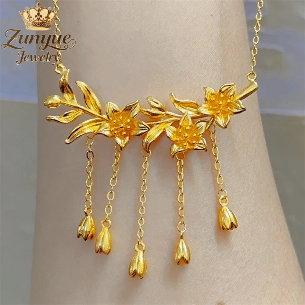 

High-End Sand Gold Tassel Necklace Luxury Quality Jewelry Best Selling Fashion Fine Jewelry Exquisite Elegant Popular Charms