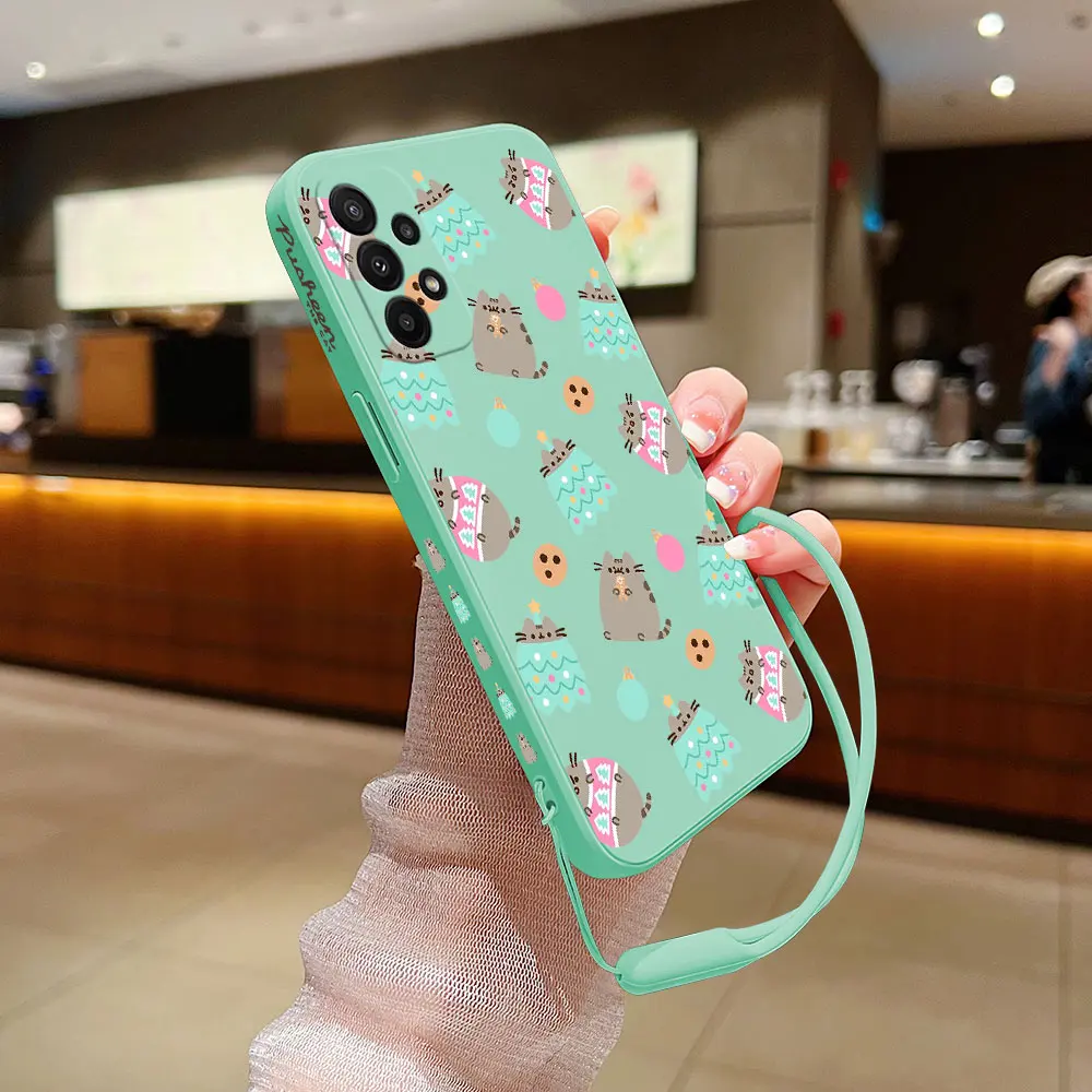 Cute Cartoon Cat Case For Samsung A54 A34 A73 A53 A33 A23 A14 A13 A03 A04 A04S A72 A52 A52S A32 A22 A12 A71 A51 4G 5G P-Pusheens