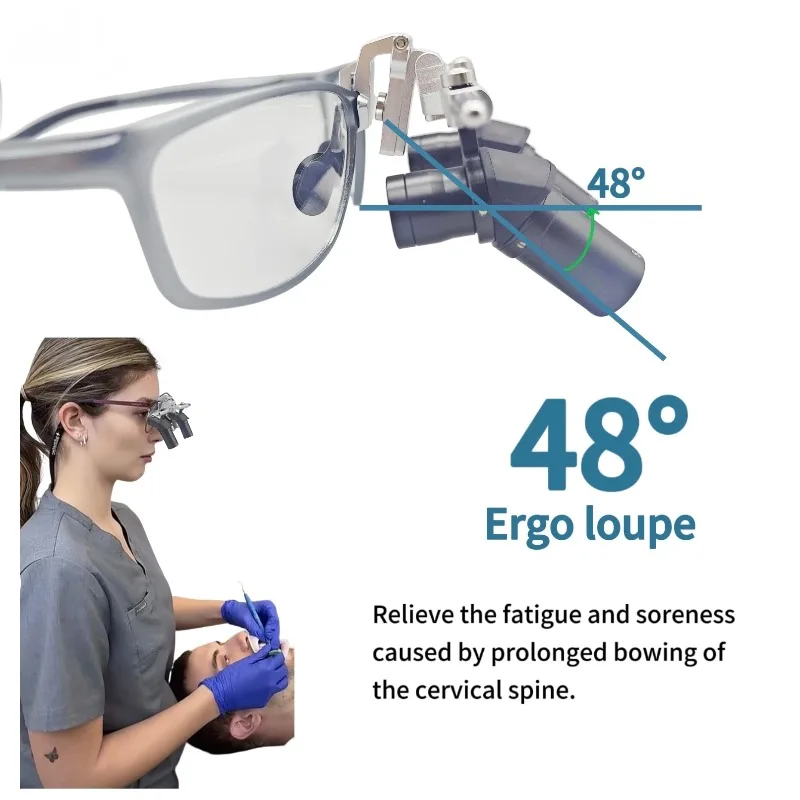 Ergo Optical Dental Loupes 48° 4X 6X Flip up Loupes for Oral Surgery Comfortable Alternative to Bending And Lowering Head