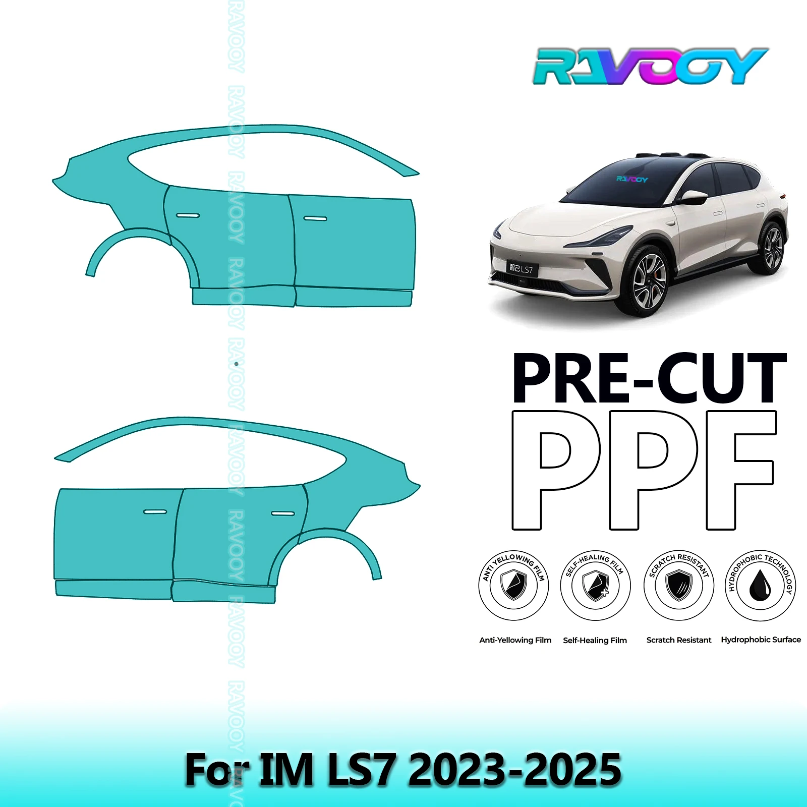

For IM LS7 2023-2025 8.5mil Clear Matte Pre-Cut PPF Door & A/B Pillar Kit TPU Paint Protection Film Set