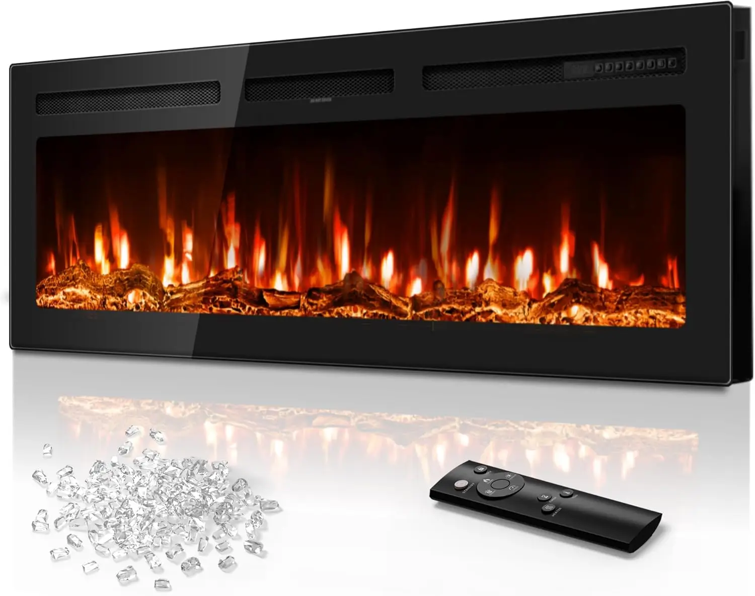 

50 Inch Electric Fireplace in-Wall Recessed and Wall Mounted, Ultra-Thin Linear Fireplace Heater 750/1500W with Realistic Fla