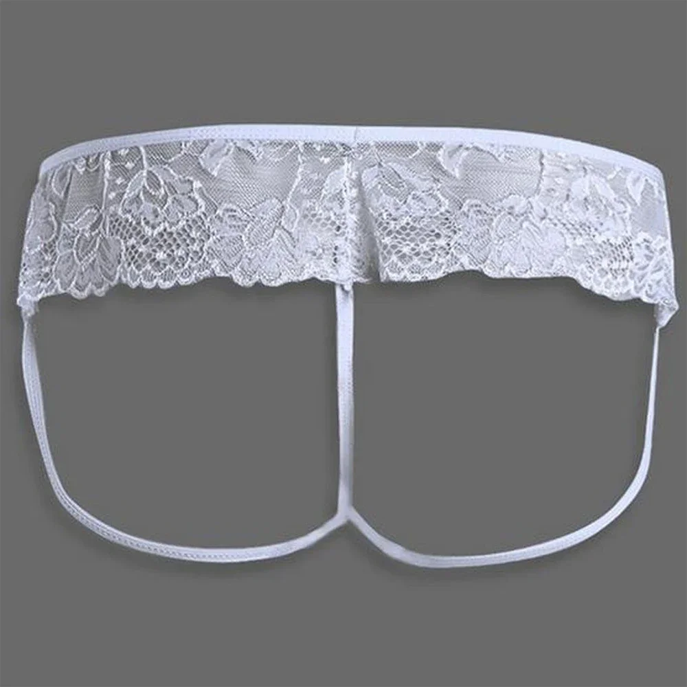 

Men Lace See Through Sissy Gay Pouch Thong Briefs Underwear Hollow Transparent Sensual Panties Underpants Breathable Nightwear