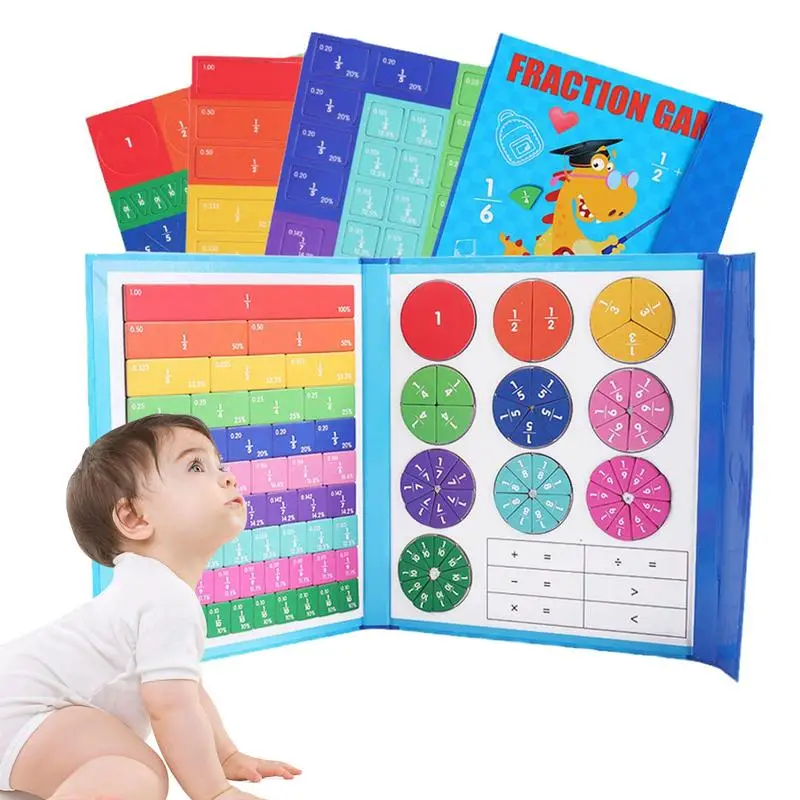 Magnetic Fraction Tiles & Fraction Circles Math Manipulatives For Preschool Elementary Classroom Educational Kit