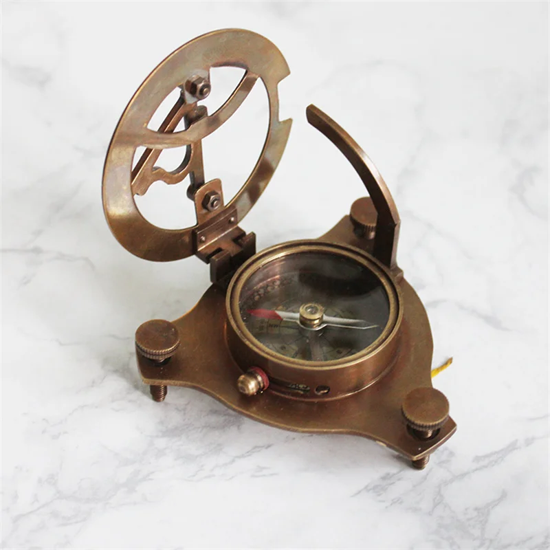 Brass Compass Home Decorations Book Exhibition Soft Decoration Compass Retro Desktop Ornaments Portable Shooting Props Gift