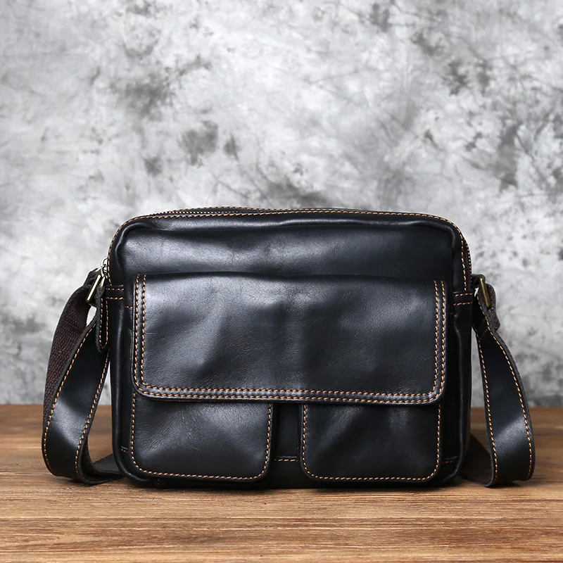 Retro Handgemachte Leder herren Schulter Tasche Erste Schicht Rindsleder Umhängetasche Umhängetasche Lässig Trend Männer Tasche 8 Zoll Ipad tasche NZPJ – Detail 14