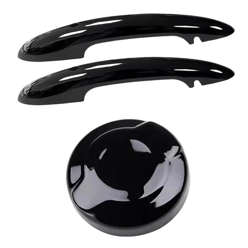 Transform Your For MINI For Cooper's Look with Stylish Glos Black Side Handle & Functional Fuel Tank Cap Cover Set
