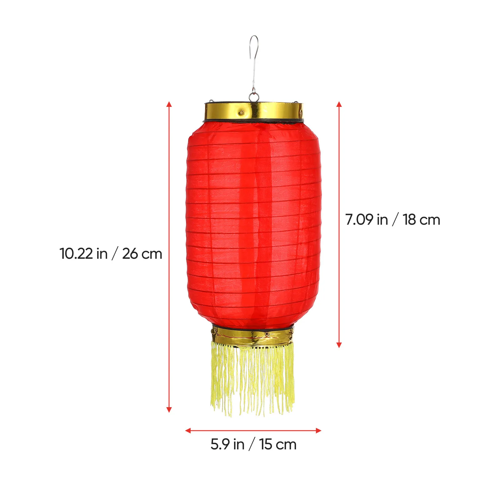 10Pcs Waterproof Folding Lanterns Japanese Style Silk Cloth Oval Hanging Lanterns Red 6 Inches for Weddings Parties Home