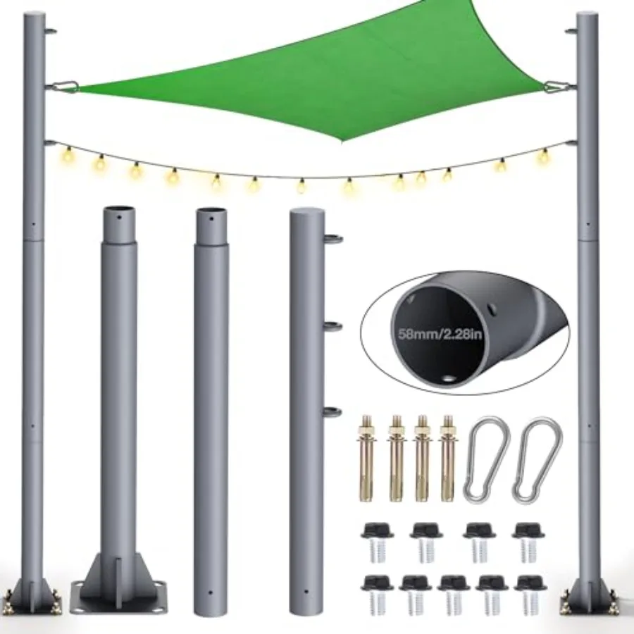 

Heavy-Duty 10FT Sun Shade Sail Poles 2-Pack 2.0MM Thick Rust-Resistant Steel Posts for Outdoor Canopy Awning Shade Solutions in