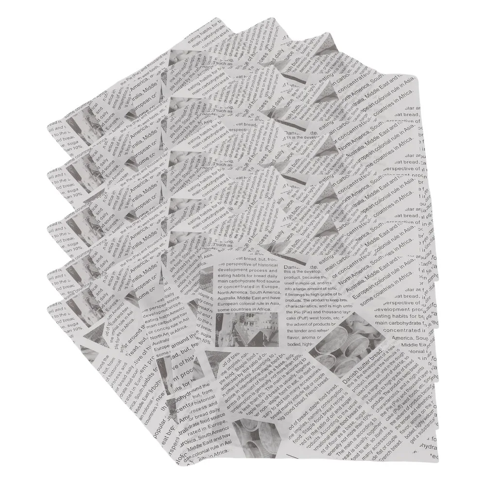 100PCS Greaseproof Paper Sandwich Wrapping Paper Waterproof Food Grade Newspaper Print Deli Paper Pizza Liner Paper
